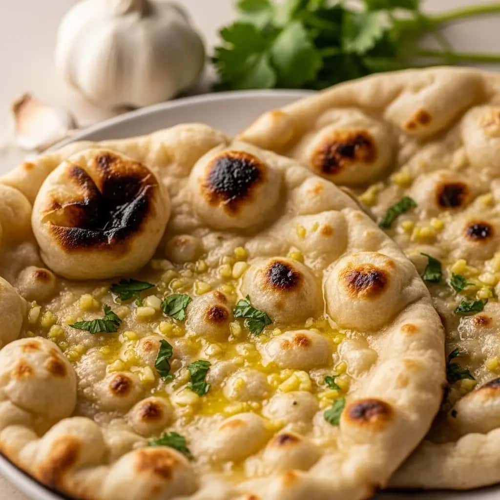 Du cœur du Tandoor : Naan indien moelleux à l'ail (Lahsuni Naan)