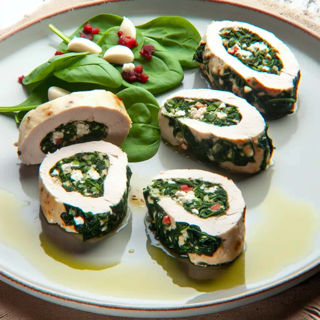 Roll-Up Andino: Um Delicioso Alho & Frango Recheado com Espinafre