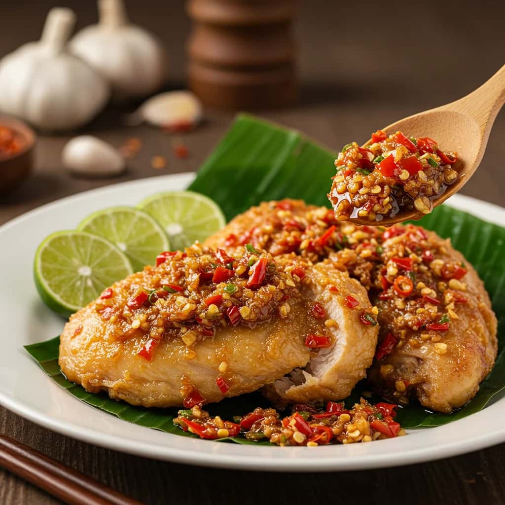 De Yogyakarta avec Fury : le poulet à l'ail écrasé ultime (Ayam Geprek)