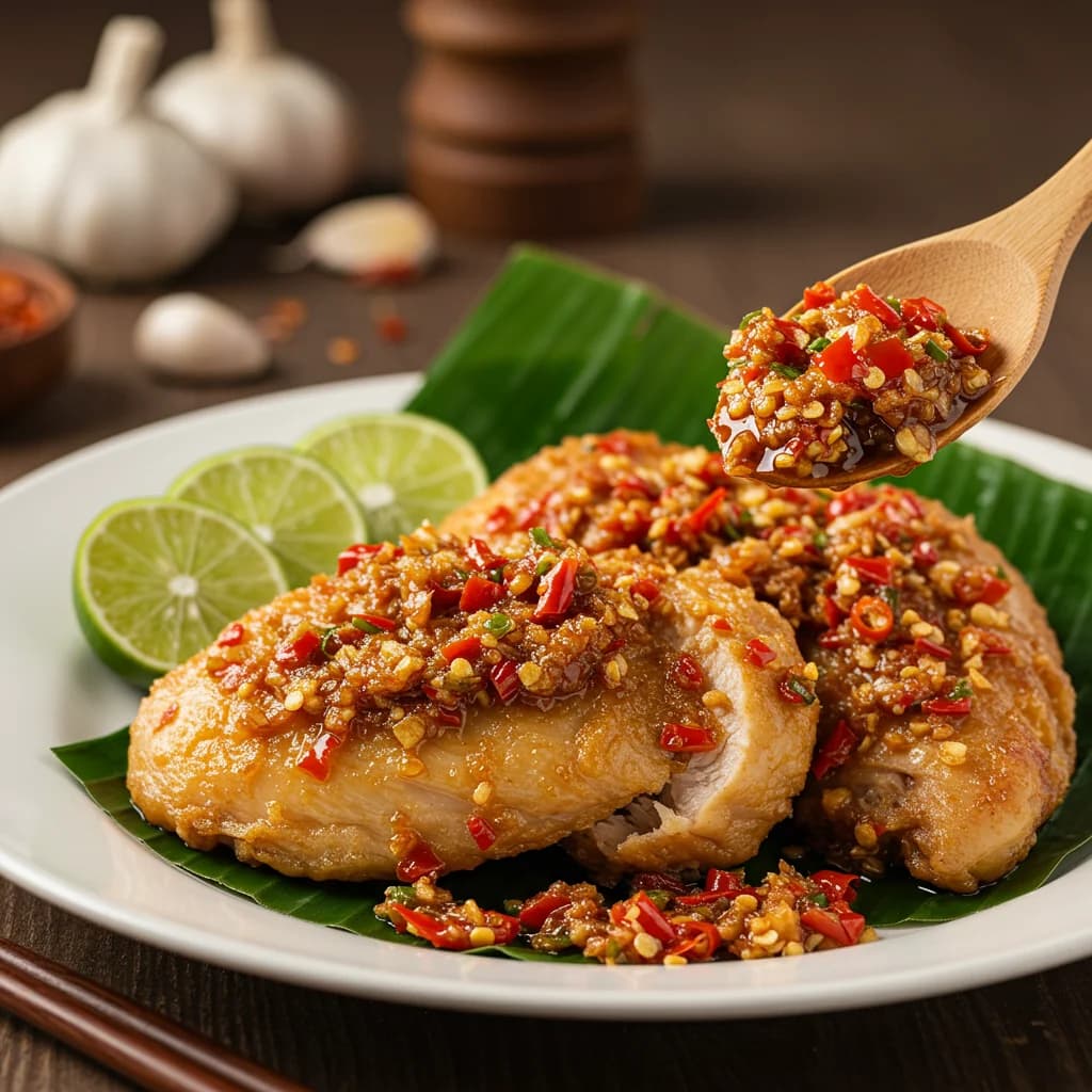 De Yogyakarta con furia: el mejor pollo machacado con ajo (Ayam Geprek)
