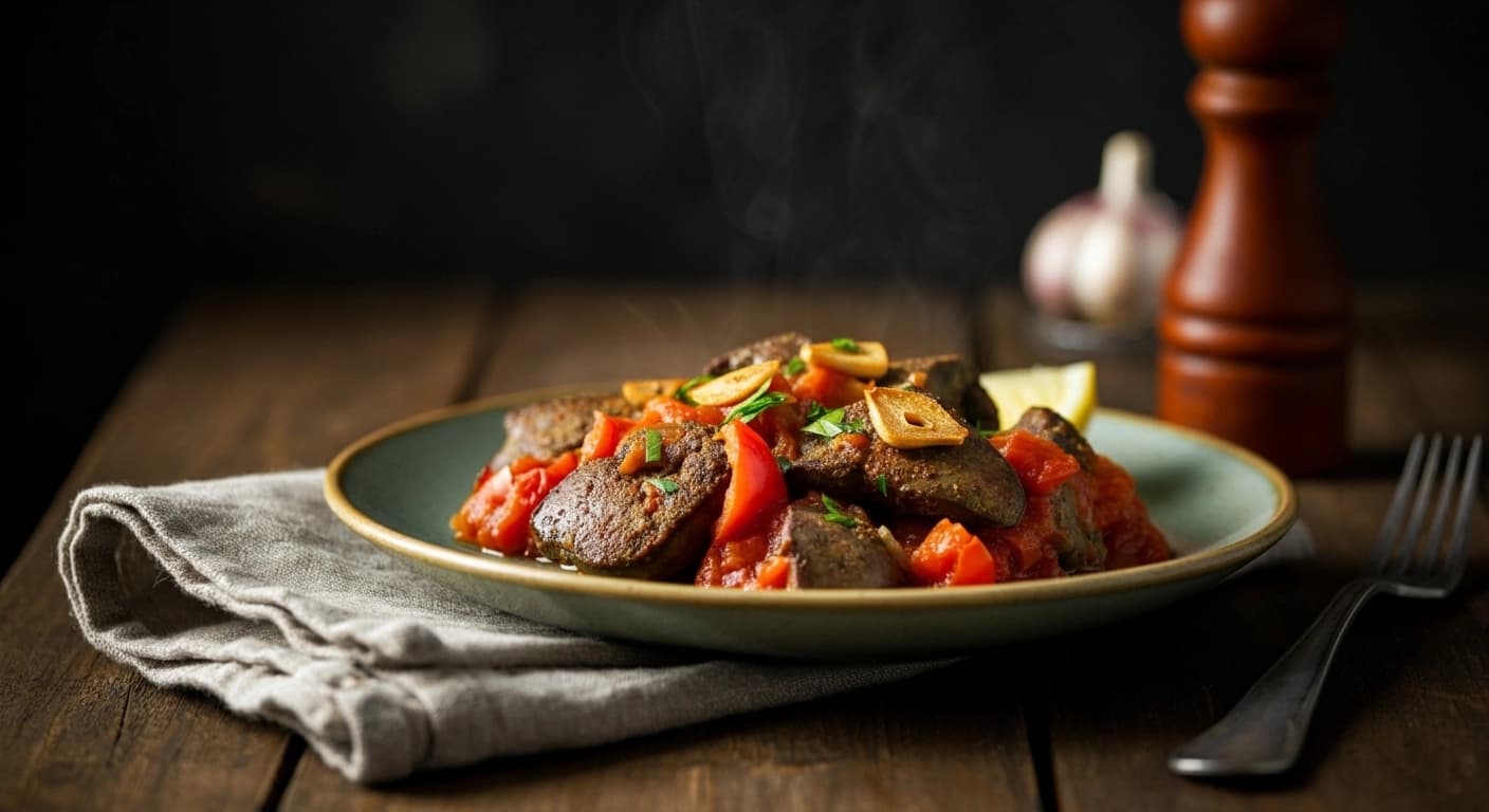 Confort des Balkans : Foie Albanais au Four avec une Touche Aillée, Fergese Me Melci