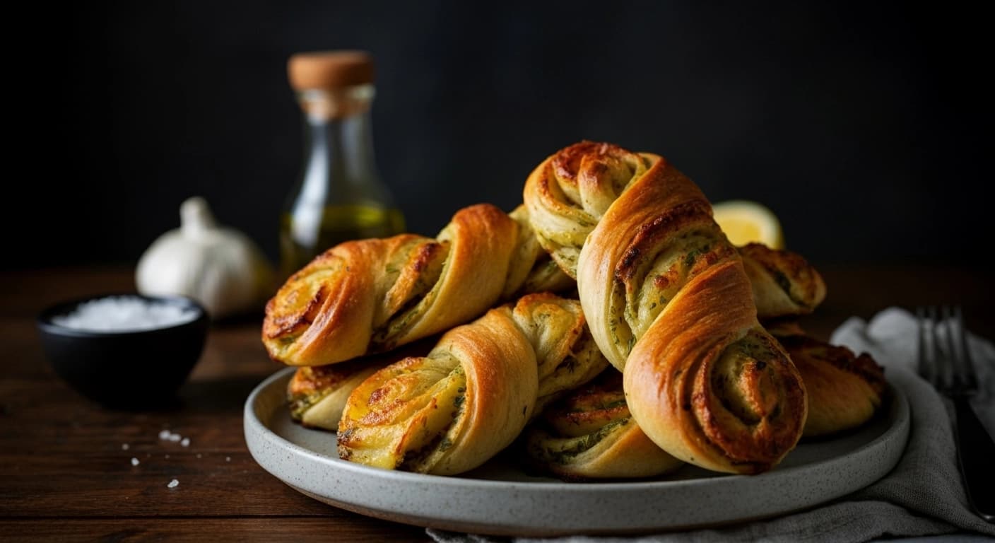 Danish Delight Savory Garlic and Herb Twists Hvidlogs Snurrer