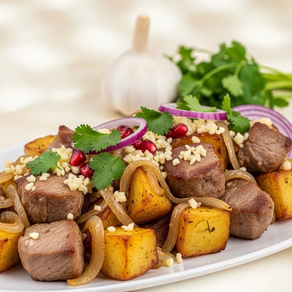 A Georgian Family Feast: Sizzling Pork & Potato with Garlic (Ojakuri)