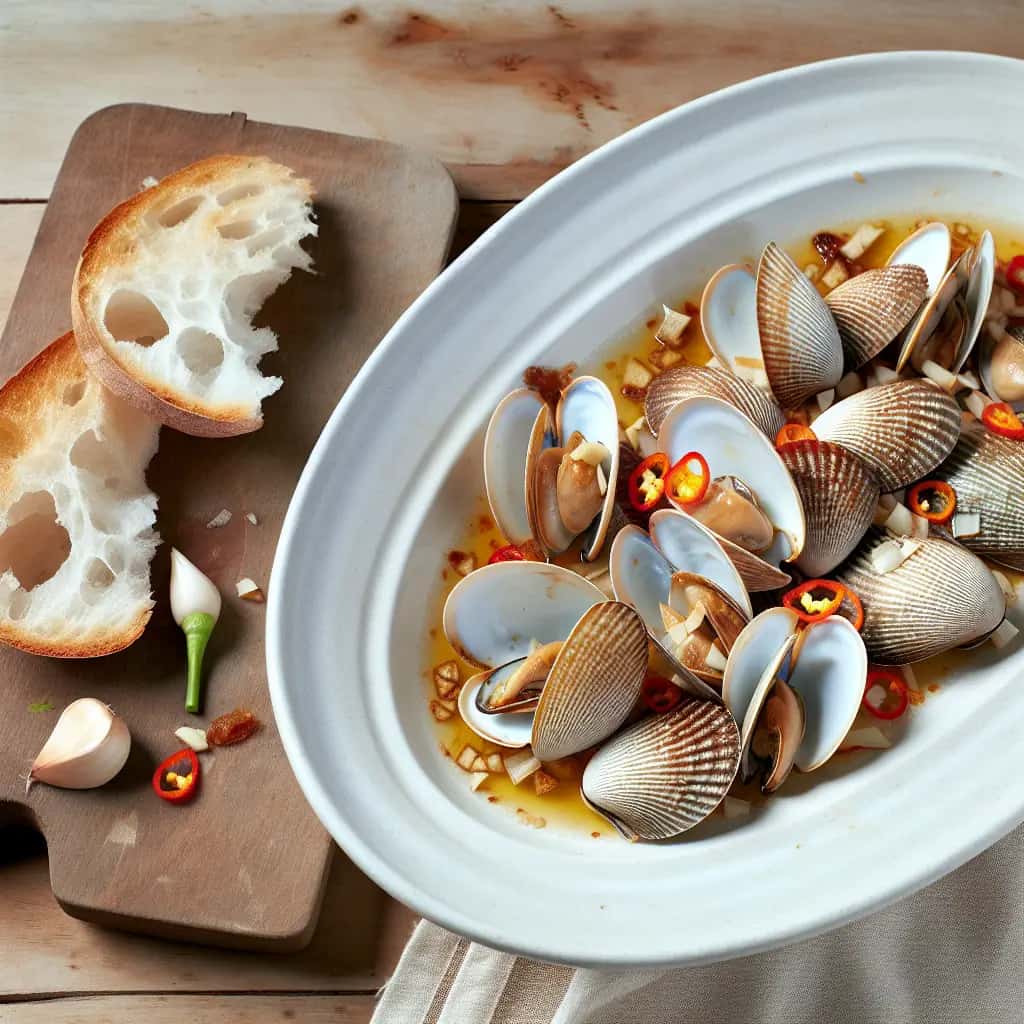 Couteaux savoureux au beurre d'ail (Ốc Móng Tay Xào Bơ Tỏi)