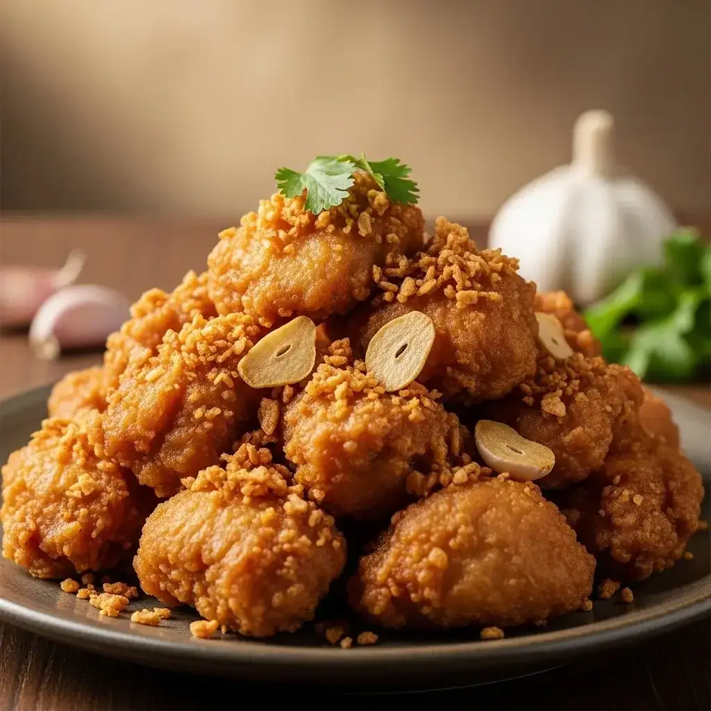 Sensação viral da Malásia: frango frito com alho crocante (Ayam Goreng Bawang Putih)