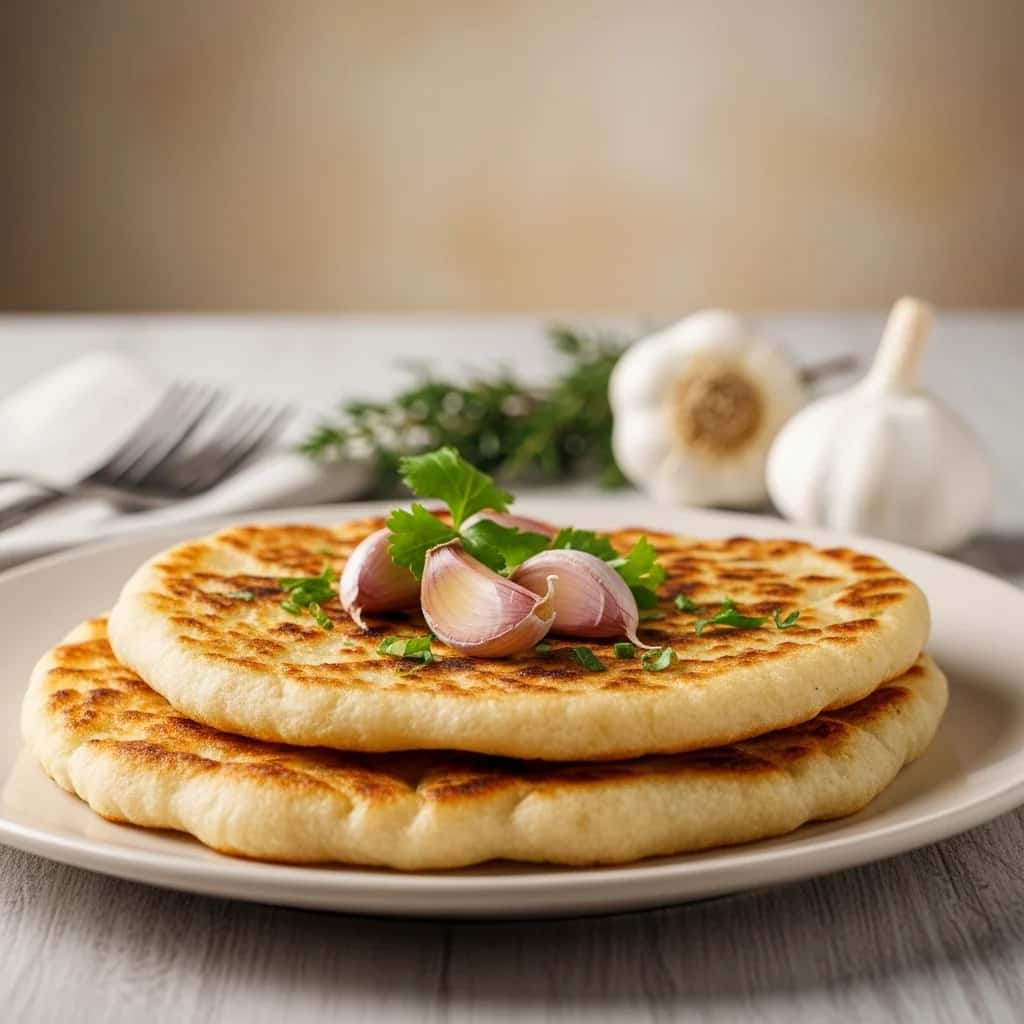 Pan plano rústico con ajo de Eslovaquia (Cesnakový Osúch)