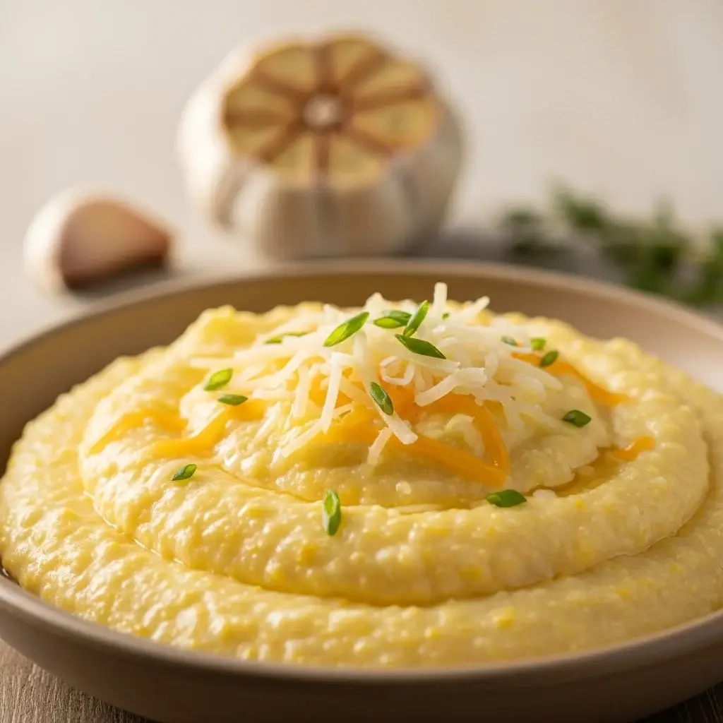 Southern Comfort em uma tigela: grãos de alho cremosos e com queijo