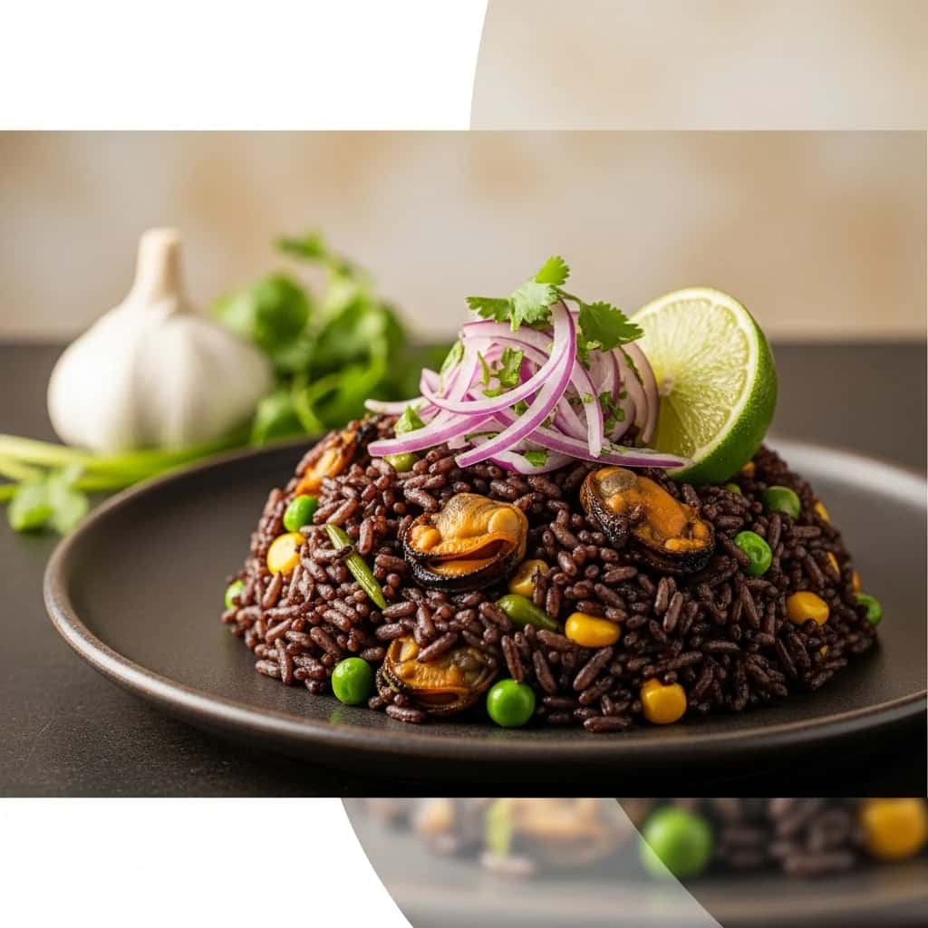 Da costa norte: Inky Black Clam & Arroz com Alho (Arroz com Conchas Negras)