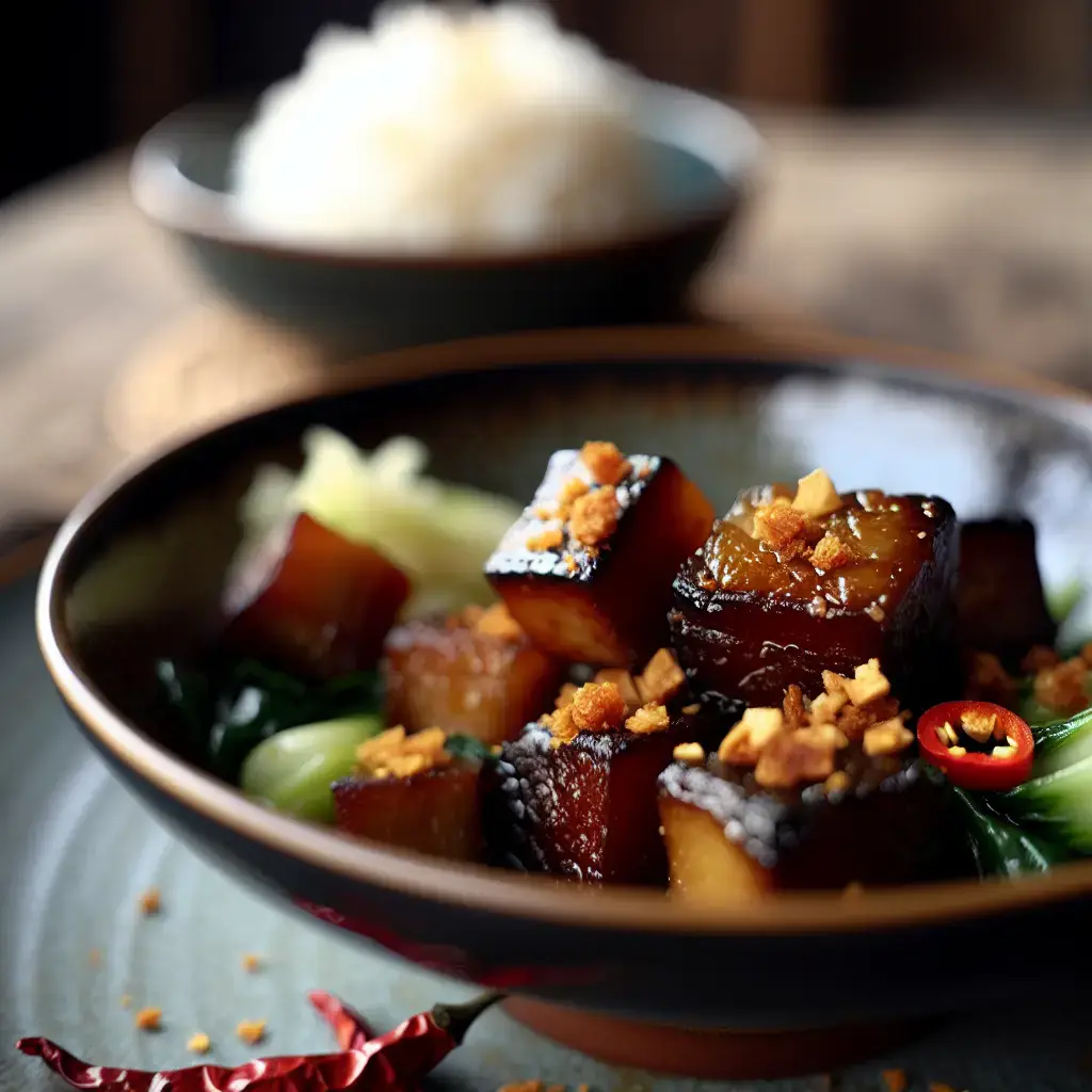 Barriga de porco caramelizada com alho vietnamita celestial (Thịt Kho Tàu)