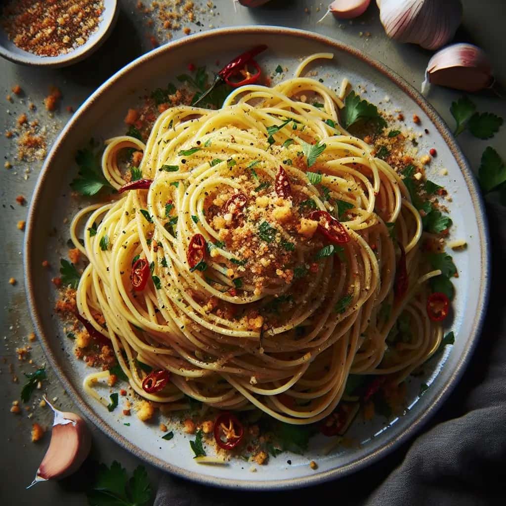 Spaghetti Aglio e Olio with a Sicilian Twist