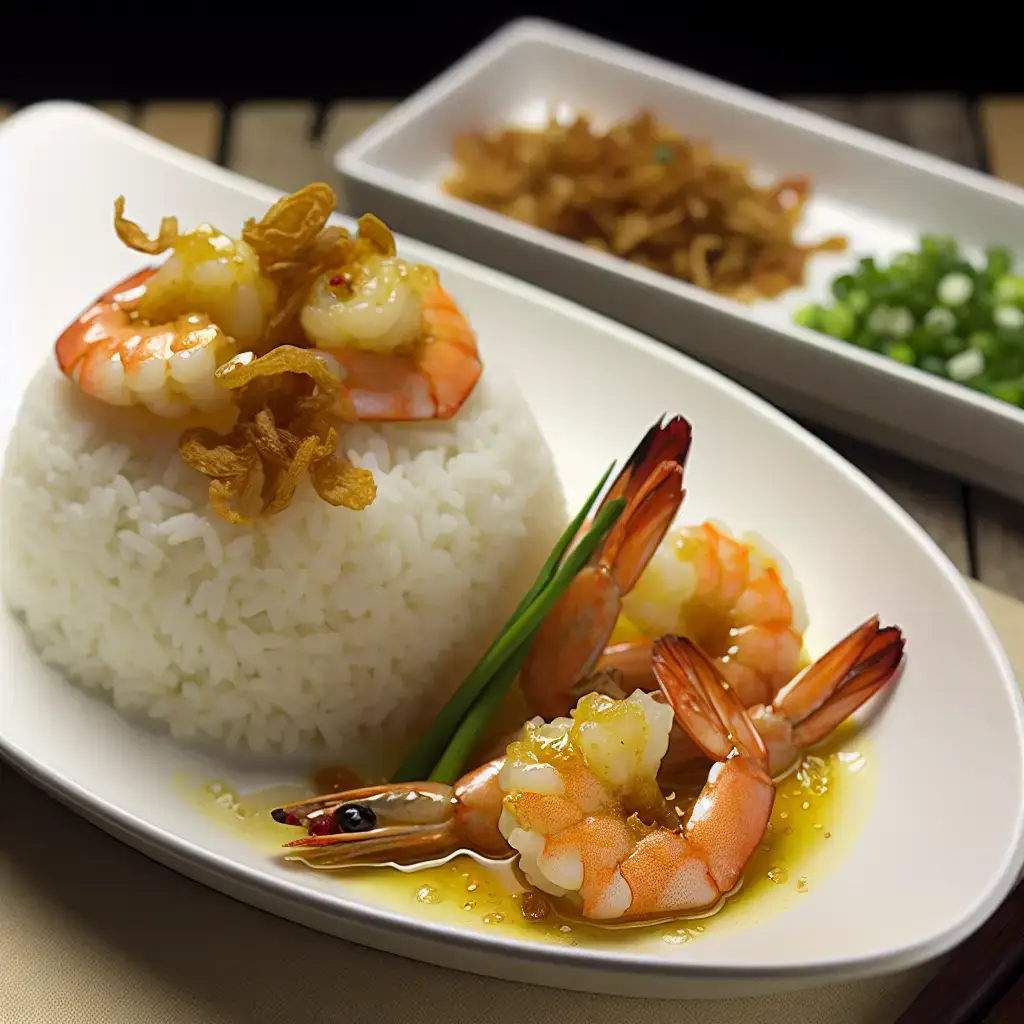 Herzhafte vietnamesische Garnelen mit Knoblauchbutter und knusprigen Schalotten