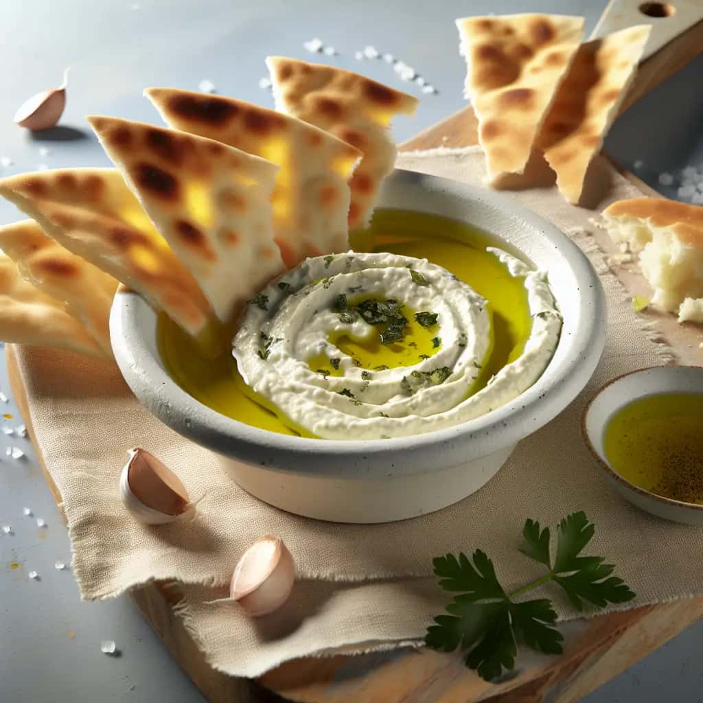 Skordalia avec des points de pita grillés