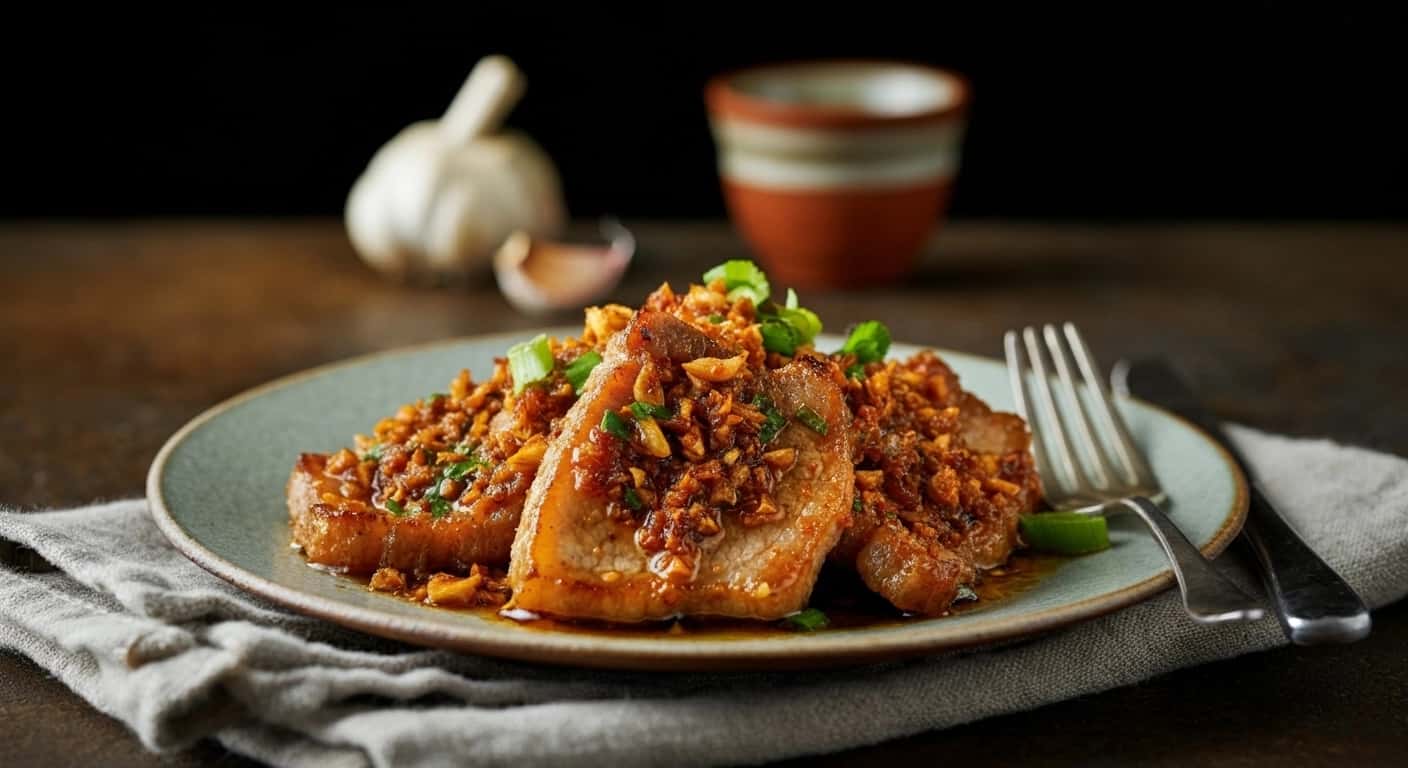 Receita Autêntica de Porco com Alho e Pimenta Tailandês (Moo Tod Gratiem)